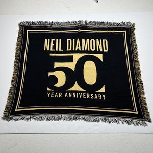 Neil Diamond 50th Anniversary Throw Blanket Black And Gold 44"x36"